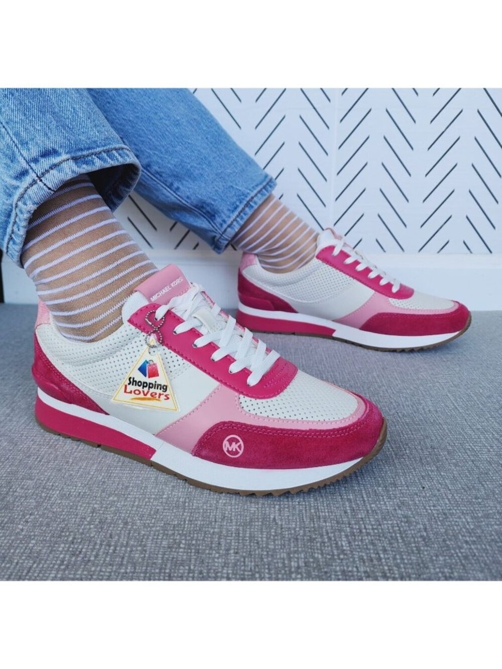 ⭐Michael Kors Andi Trainer Women Casual Comfy Shoes Sz 7.5 Sneakers Pink Suede⭐